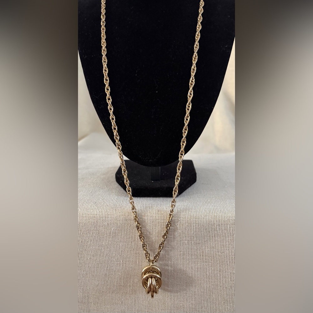 Gold Rope Chain Knot Pendant Necklace - ***Added Matching Earrings***
